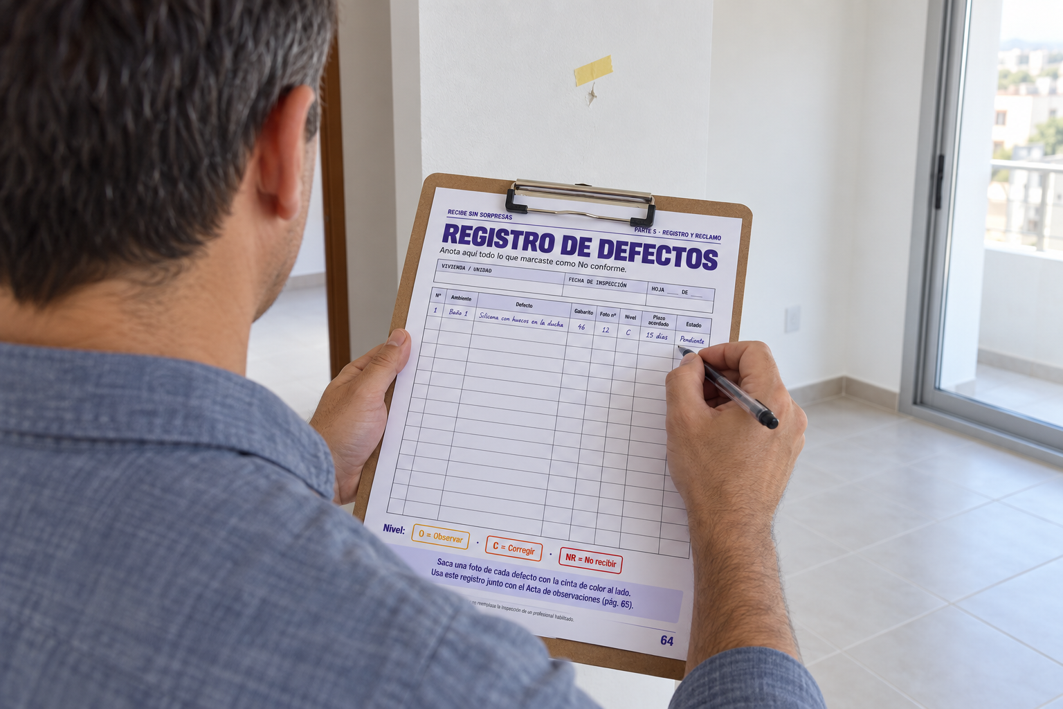 Anota los defectos antes de firmar.